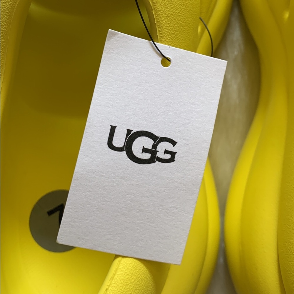 UGG Women's Neon Yellow Casual Statement Sporty Sport Yeah Chunky Clogs Slippers - Picture 7 of 8